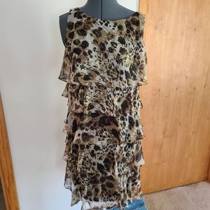 Leopard Animal Ruffle Tier Shift Dress Sleeveless